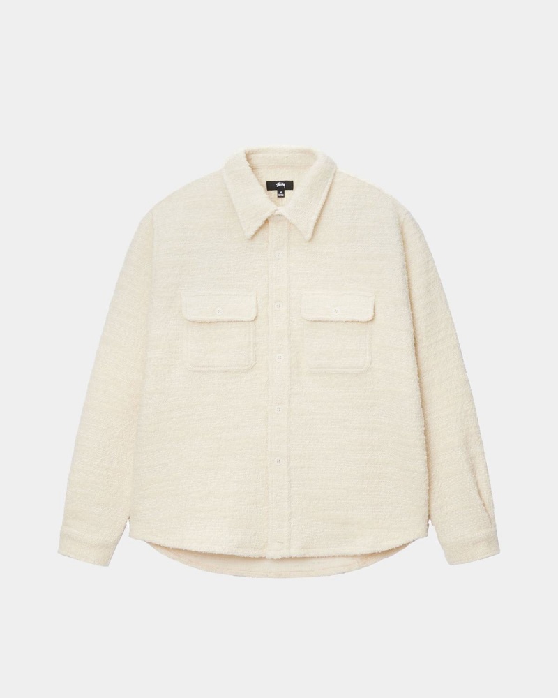 Stussy Boucle Wool Cpo Shirts Beige | Israel-85320