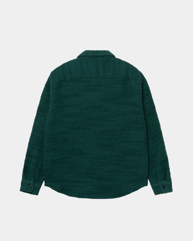 Stussy Boucle Wool Cpo Shirts Green | Israel-27651