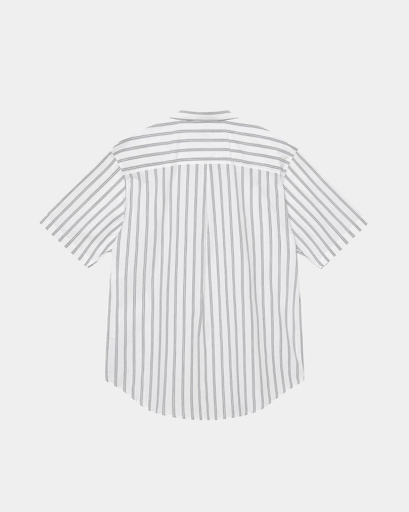 Stussy Boxy Striped SS Shirts White | Israel-61950