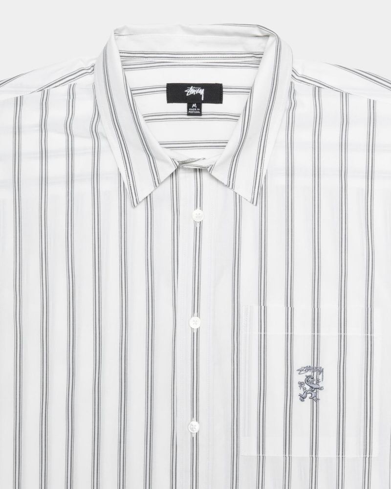 Stussy Boxy Striped SS Shirts White | Israel-61950