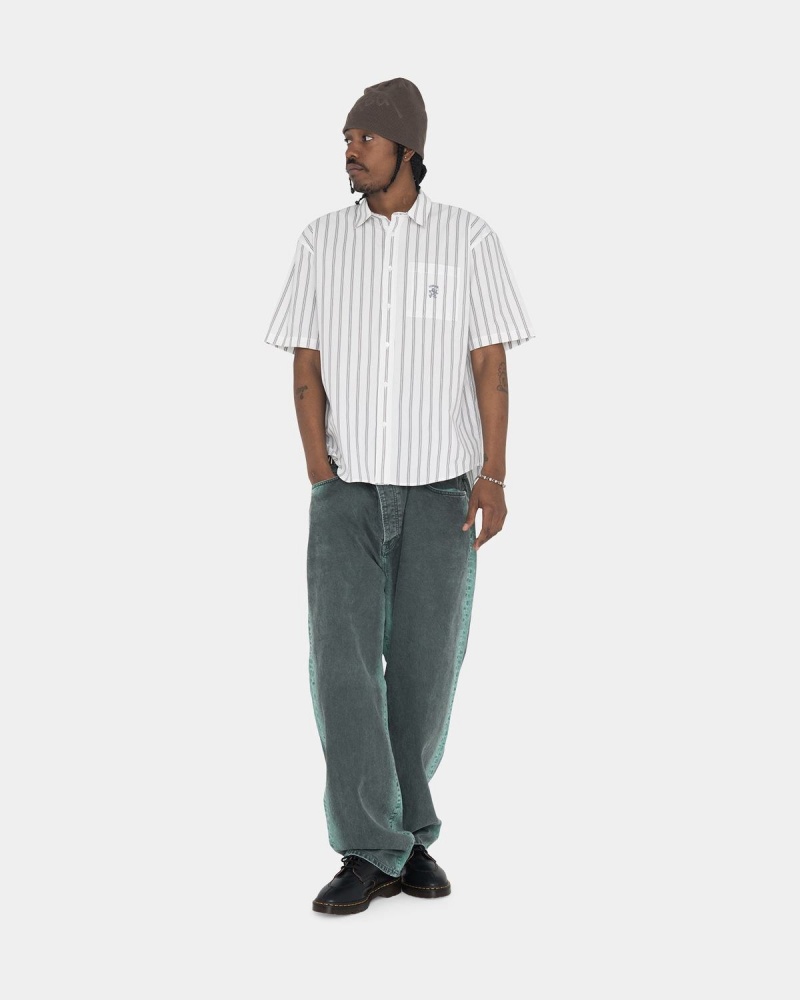 Stussy Boxy Striped SS Shirts White | Israel-61950