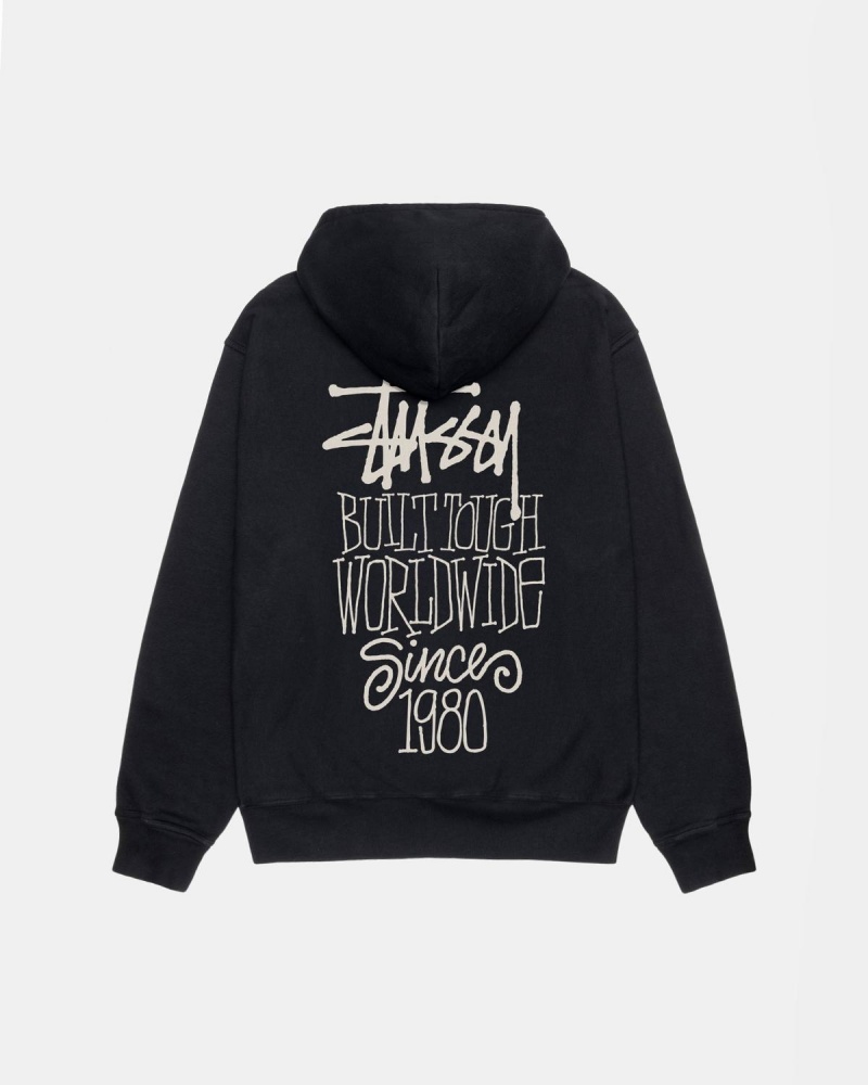 Stussy Built Tough Pigment Dyed Hoodie Black | Israel-24956