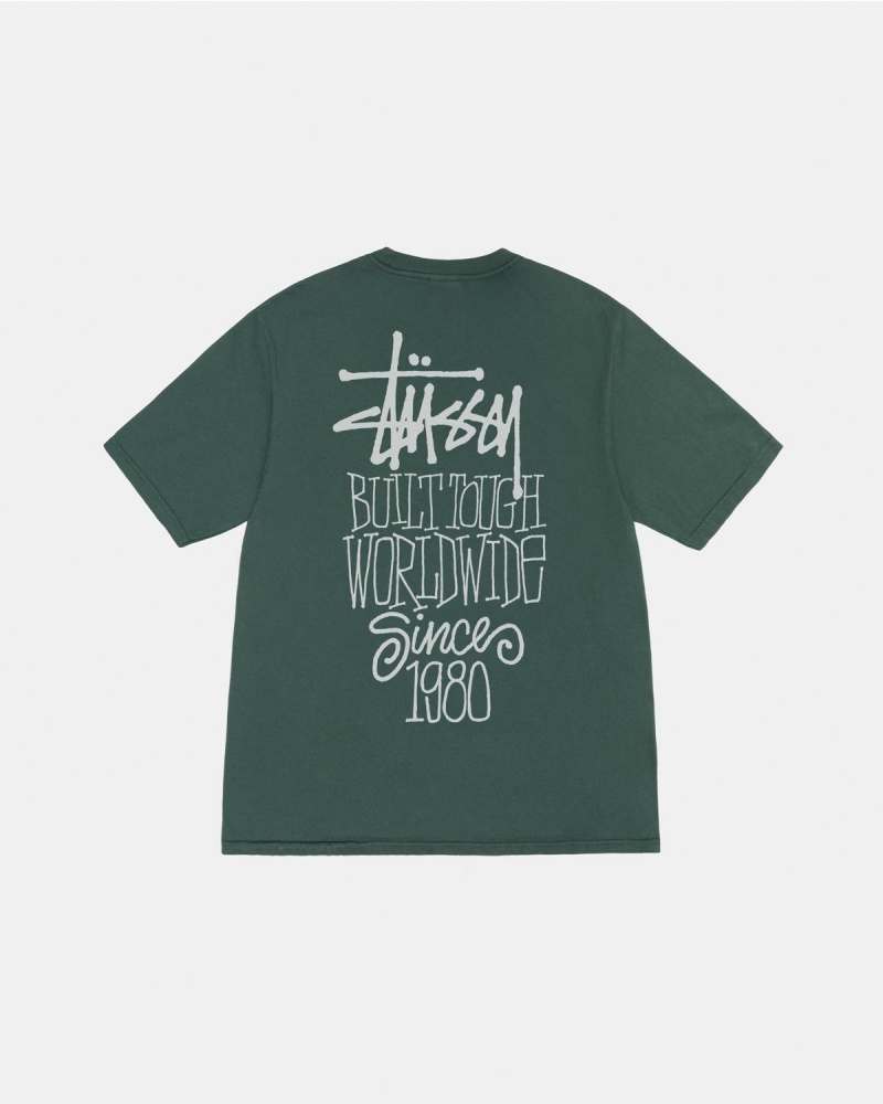 Stussy Built Tough Tee Pigment Dyed T-Shirt Green | Israel-23560