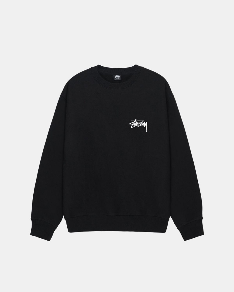 Stussy Classic Dot Crew Sweatshirt Black | Israel-15249