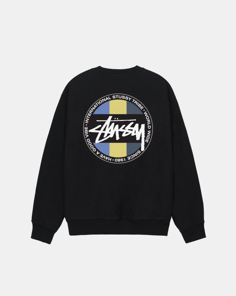 Stussy Classic Dot Crew Sweatshirt Black | Israel-15249