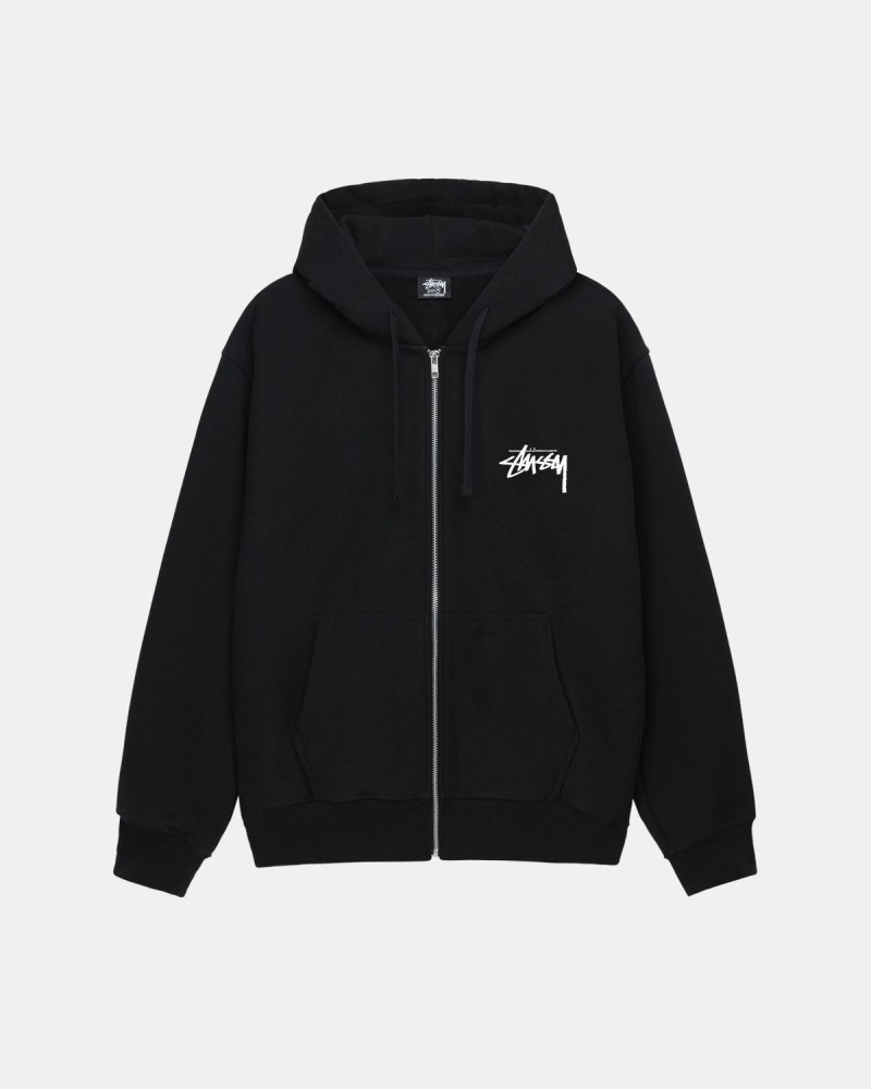 Stussy Classic Dot Zip Hoodie Black | Israel-27610