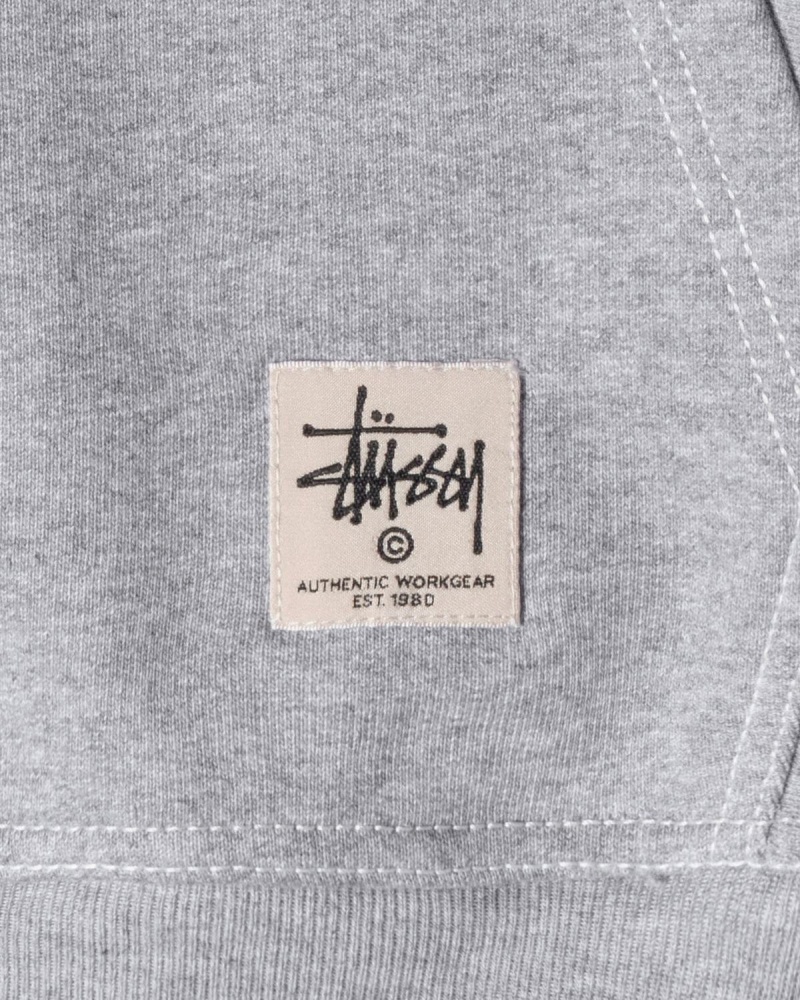 Stussy Contrast Stitch Label Hoodie Grey | Israel-64175