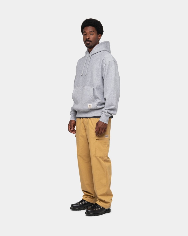 Stussy Contrast Stitch Label Hoodie Grey | Israel-64175