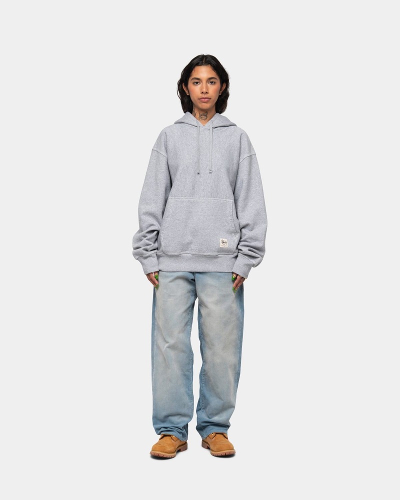 Stussy Contrast Stitch Label Hoodie Grey | Israel-64175