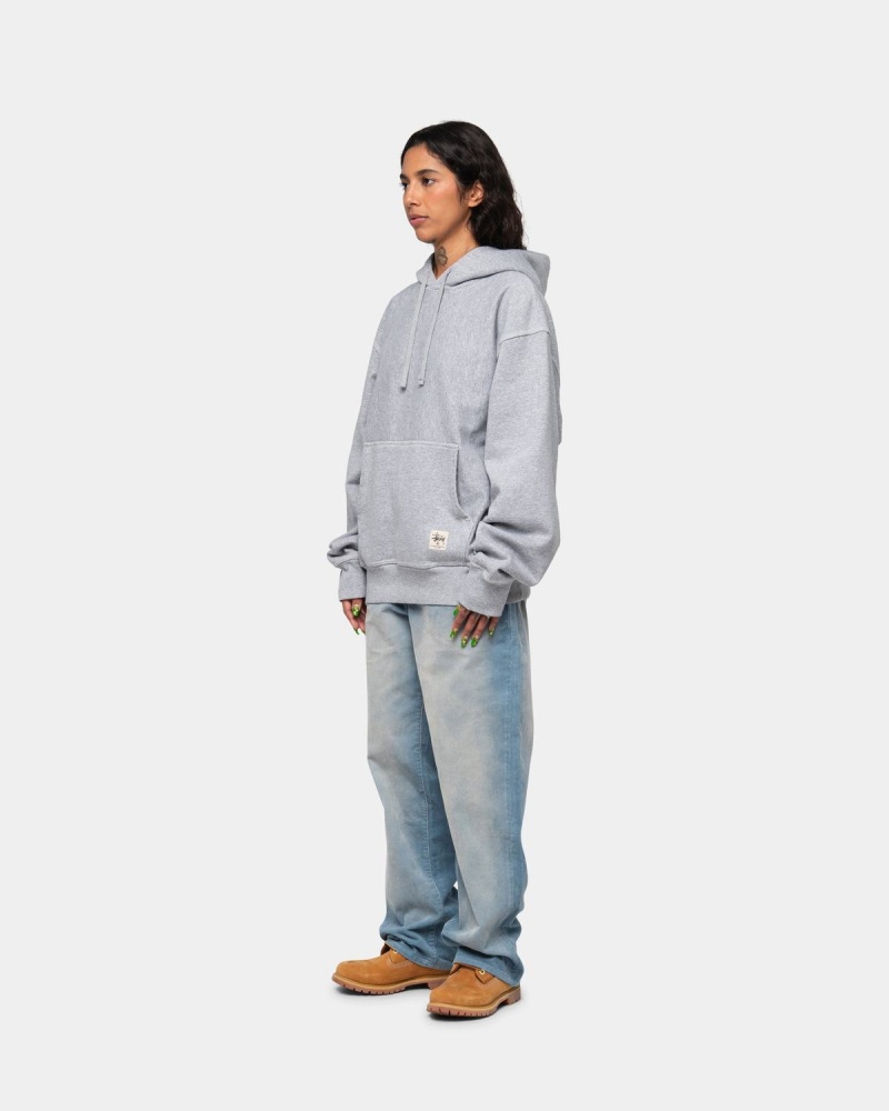 Stussy Contrast Stitch Label Hoodie Grey | Israel-64175