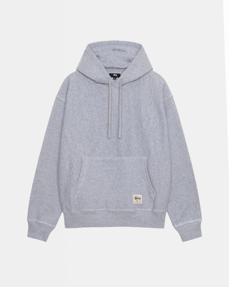 Stussy Contrast Stitch Label Hoodie Grey | Israel-64175