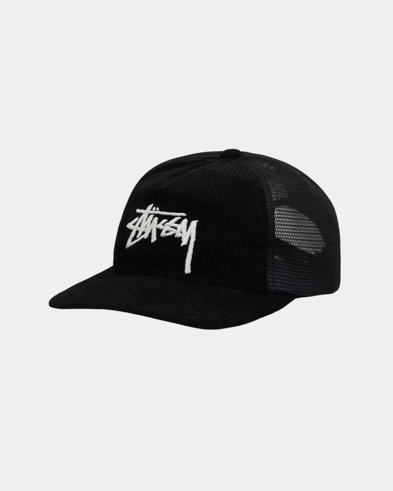 Stussy Corduroy Trucker Caps Black | Israel-14305