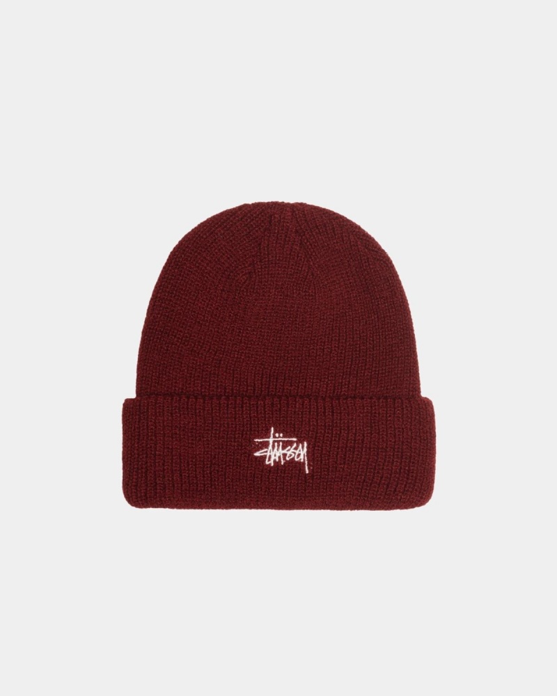 Stussy Cuff Basic Beanie Dark Red | Israel-63784