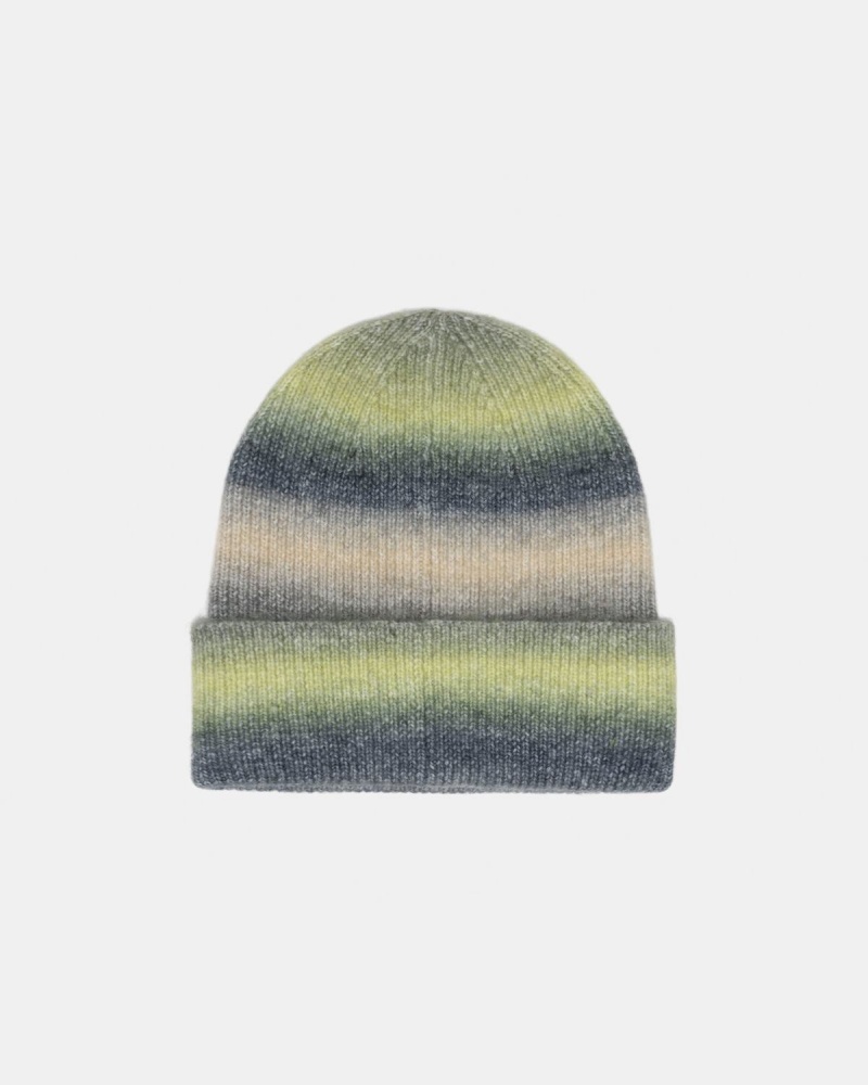 Stussy Cuff Spray Stripe Beanie Light Green Multicolor | Israel-53124