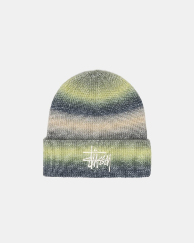 Stussy Cuff Spray Stripe Beanie Light Green Multicolor | Israel-53124