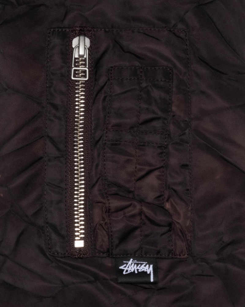 Stussy Dyed Nylon Bomber Jackets Brown | Israel-91052