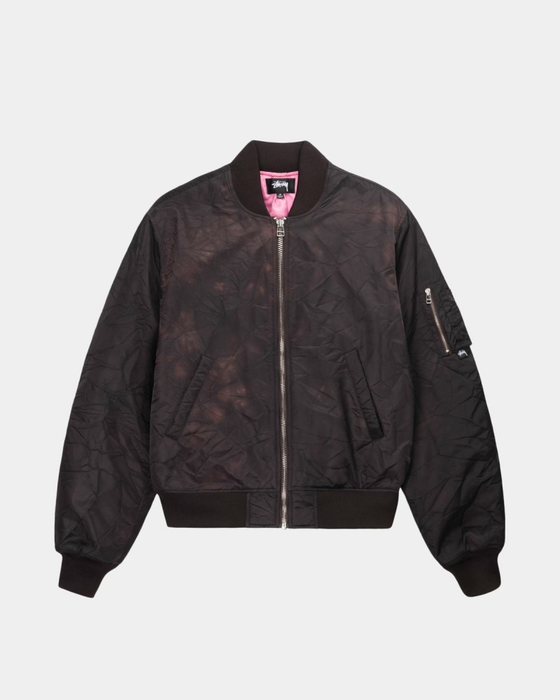 Stussy Dyed Nylon Bomber Jackets Brown | Israel-91052