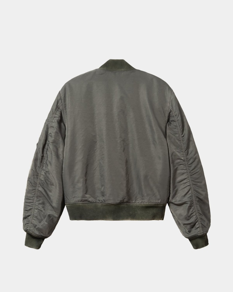 Stussy Dyed Nylon Bomber Jackets Olive | Israel-40568