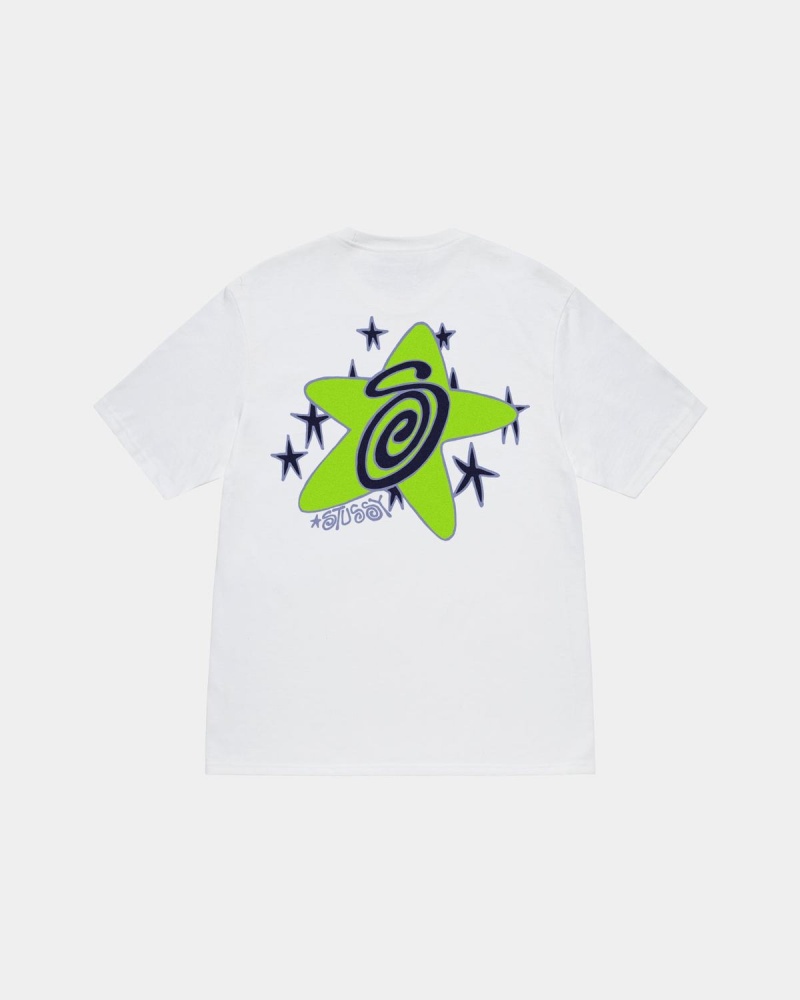 Stussy Galaxy Tee T-Shirt White | Israel-64937