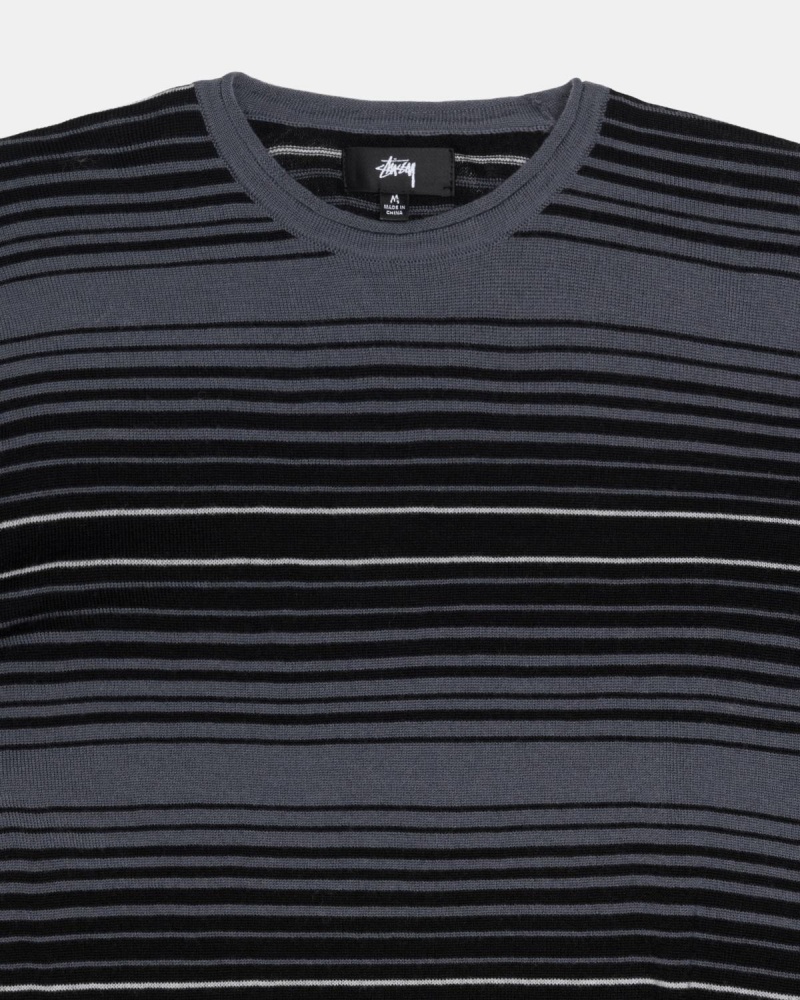 Stussy Horizontal Stripe Sweater Grey | Israel-31029