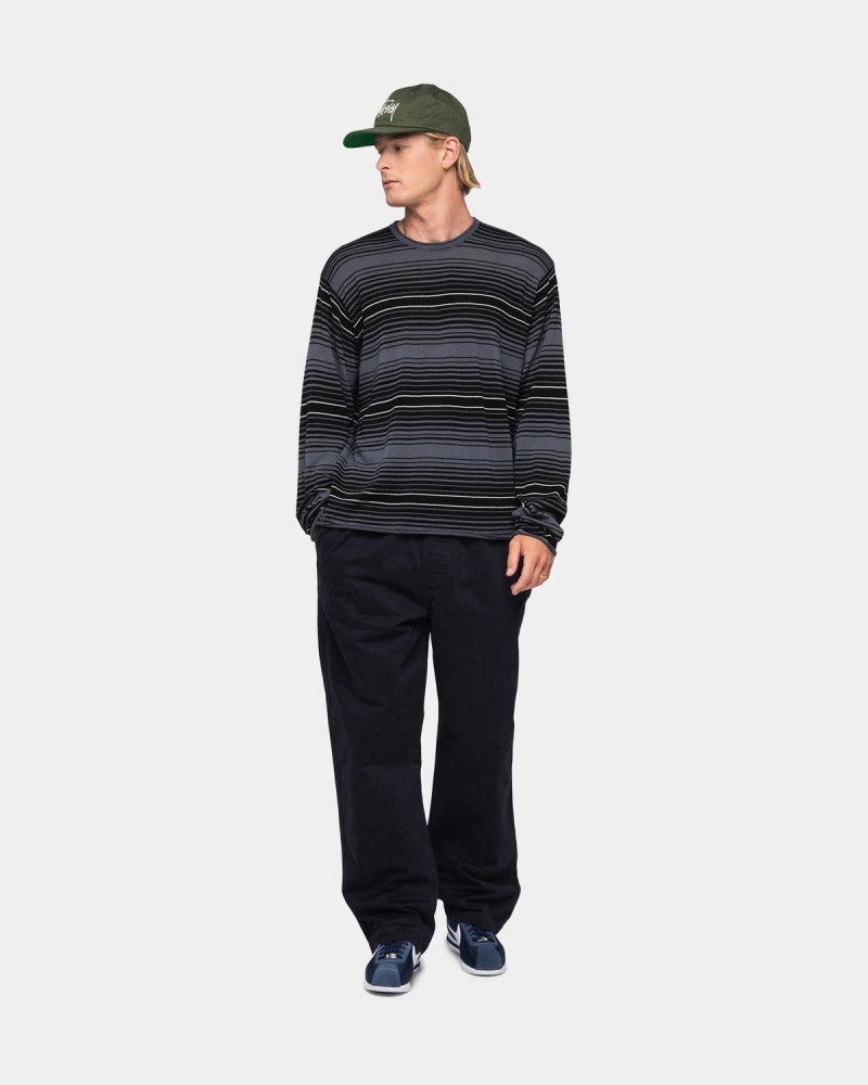 Stussy Horizontal Stripe Sweater Grey | Israel-31029