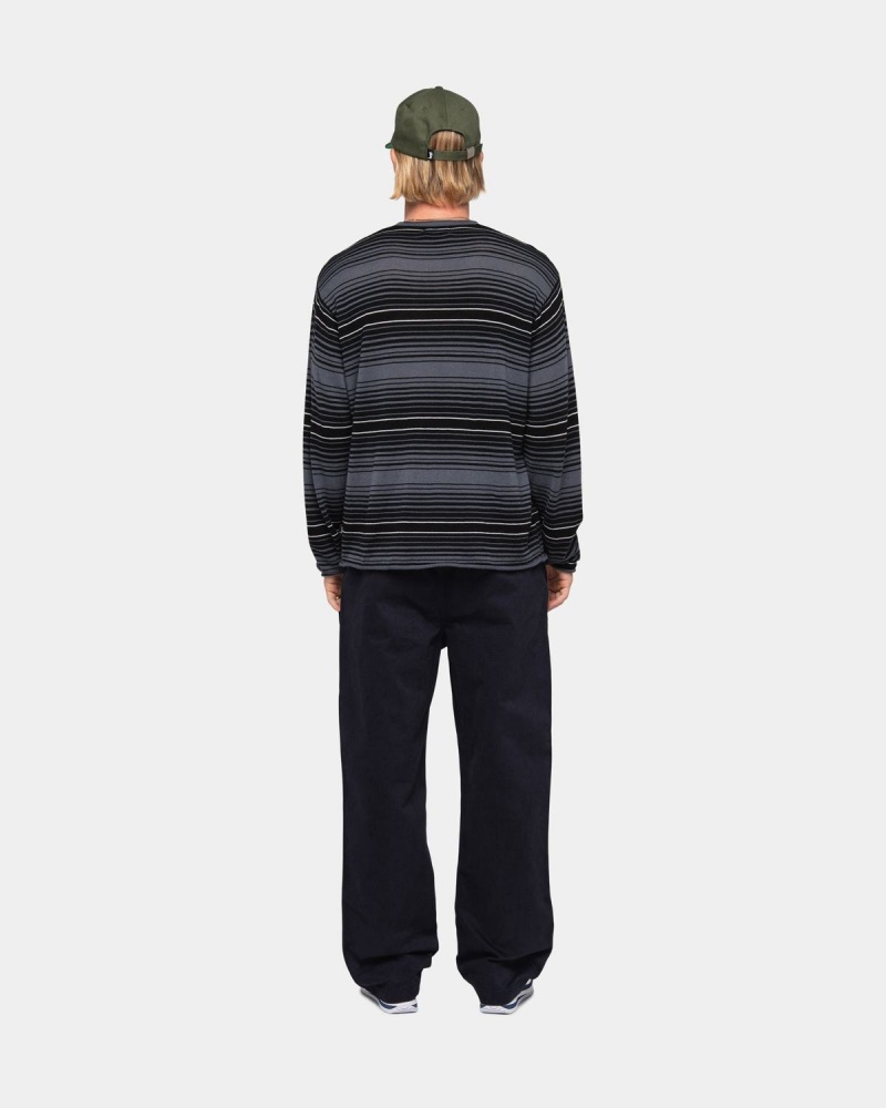 Stussy Horizontal Stripe Sweater Grey | Israel-31029