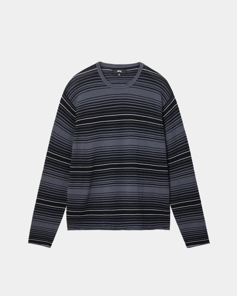 Stussy Horizontal Stripe Sweater Grey | Israel-31029