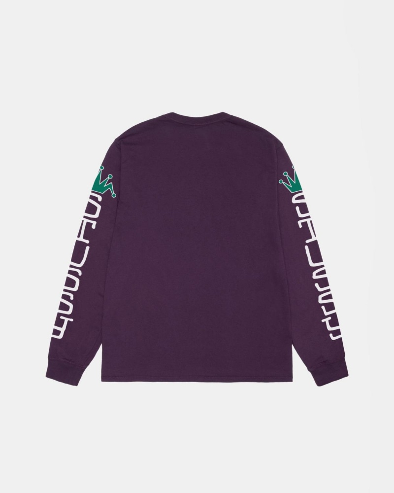 Stussy Jumbo LS Tee Pigment Dyed T-Shirt Purple | Israel-64781