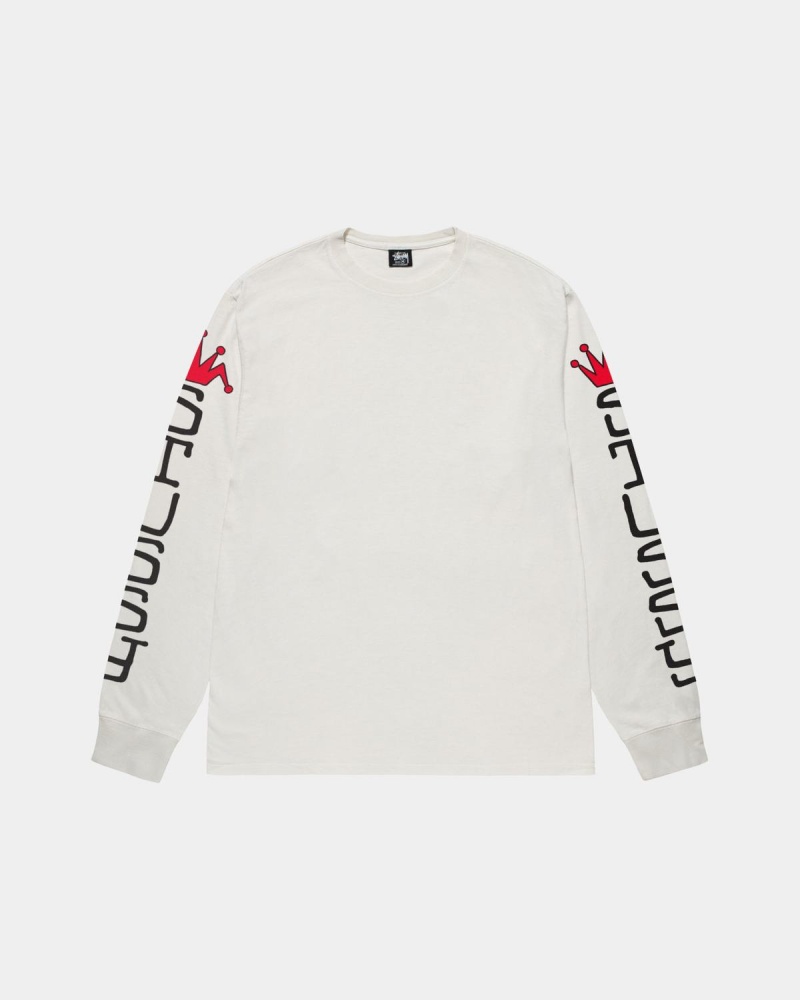 Stussy Jumbo LS Tee Pigment Dyed T-Shirt Beige | Israel-50673