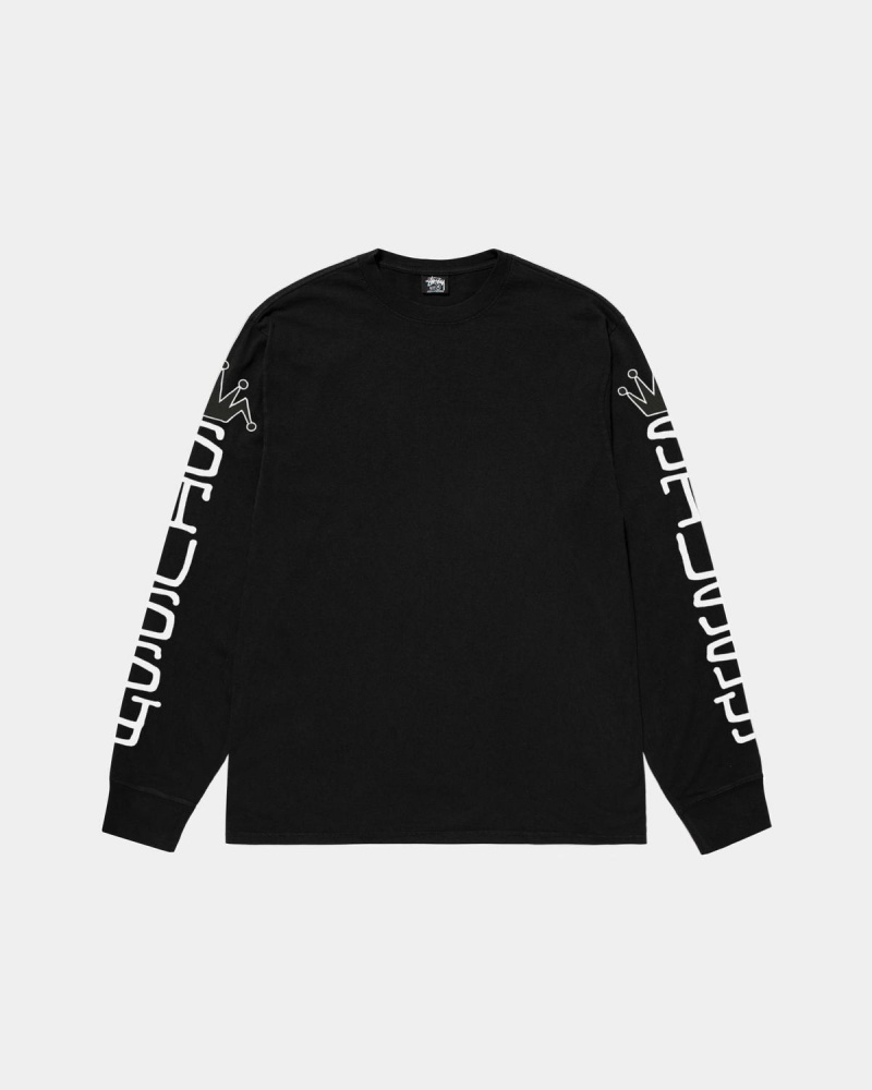 Stussy Jumbo LS Tee Pigment Dyed T-Shirt Black | Israel-28937