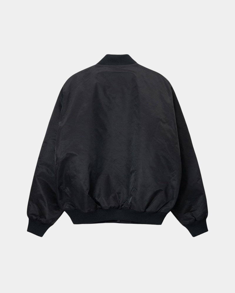 Stussy LA Chapter Satin Varsity Jackets Black | Israel-26947