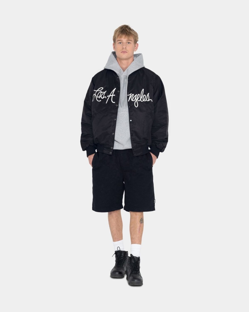 Stussy LA Chapter Satin Varsity Jackets Black | Israel-26947