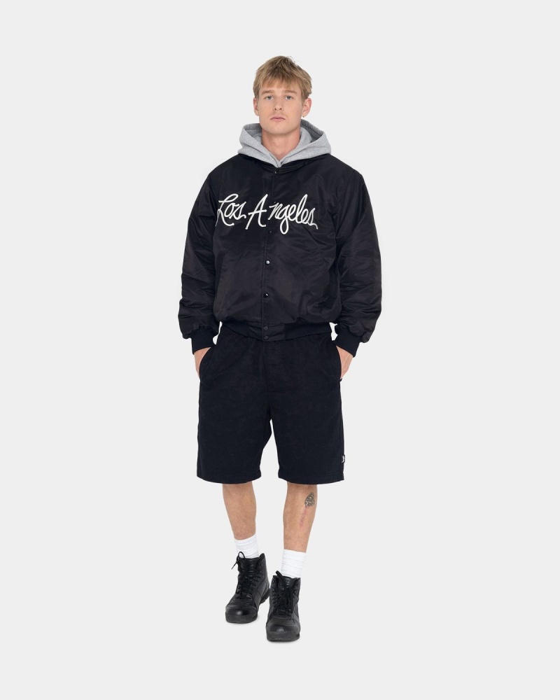 Stussy LA Chapter Satin Varsity Jackets Black | Israel-26947