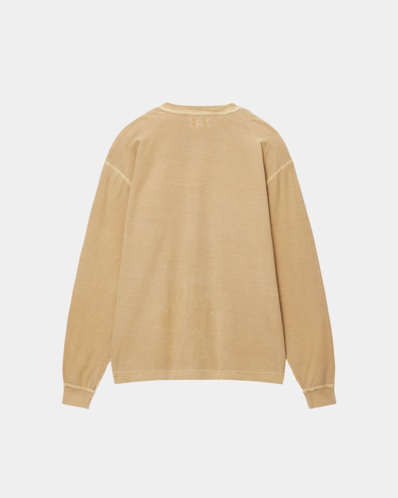 Stussy Lazy LS Tee T-Shirt Gold | Israel-28743