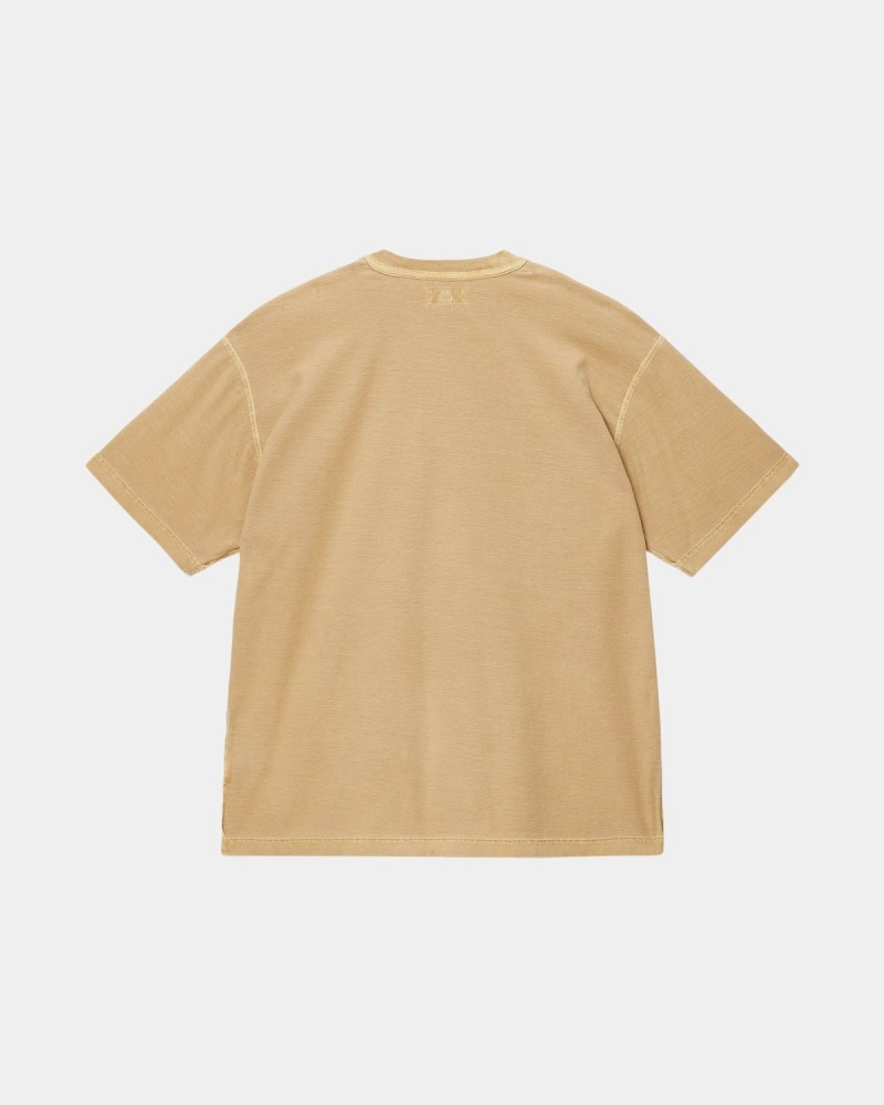 Stussy Lazy Tee T-Shirt Gold | Israel-67583