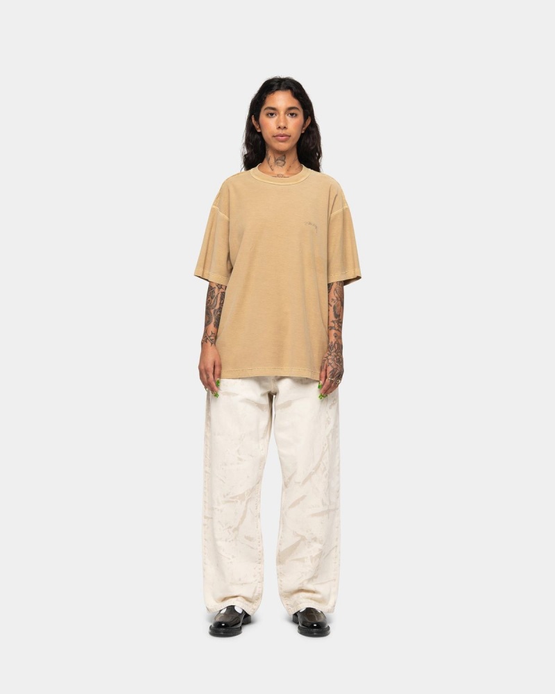 Stussy Lazy Tee T-Shirt Gold | Israel-67583