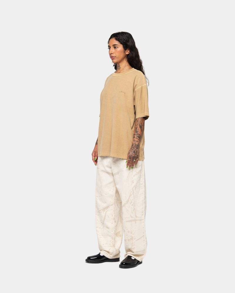 Stussy Lazy Tee T-Shirt Gold | Israel-67583