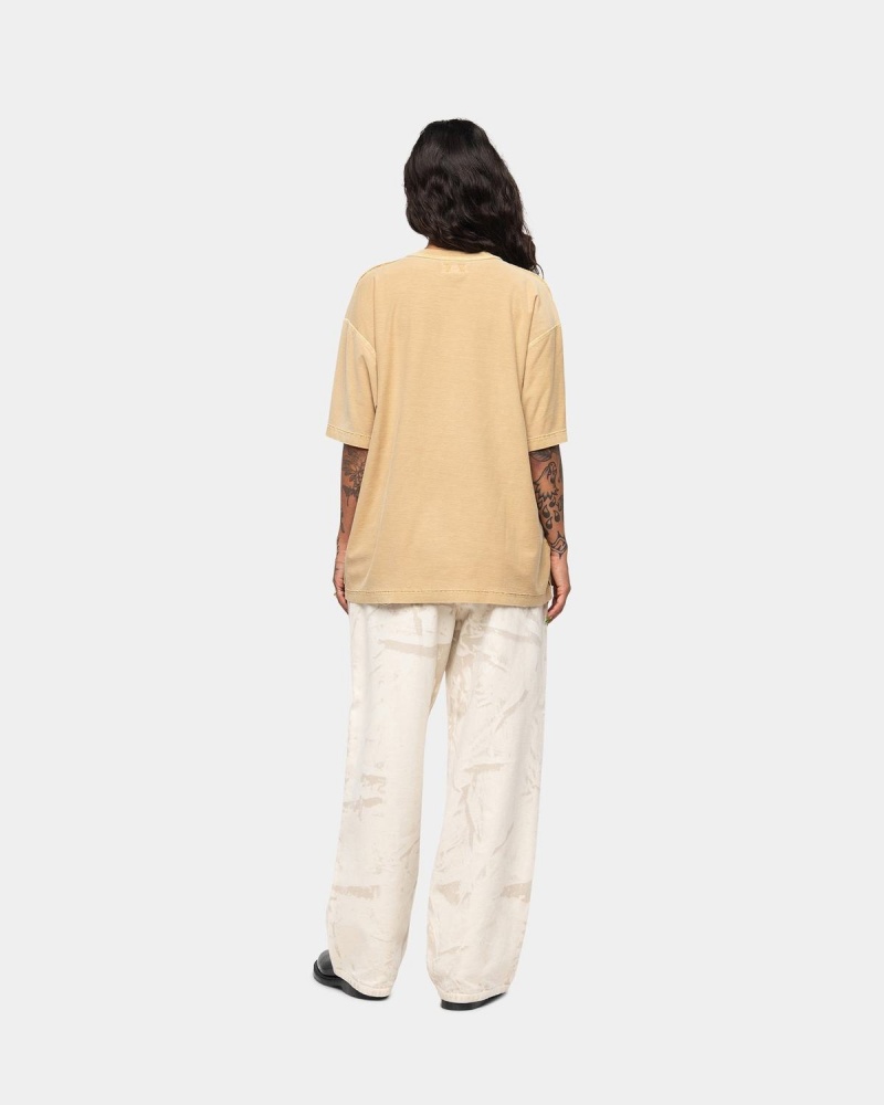 Stussy Lazy Tee T-Shirt Gold | Israel-67583