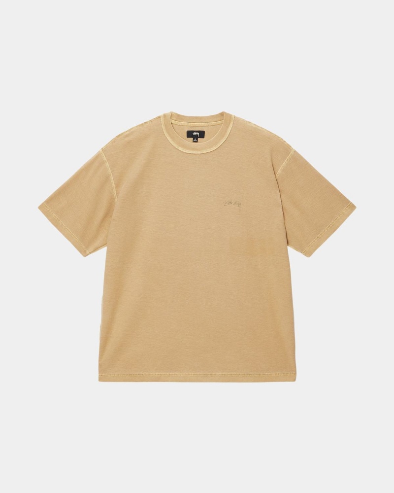 Stussy Lazy Tee T-Shirt Gold | Israel-67583