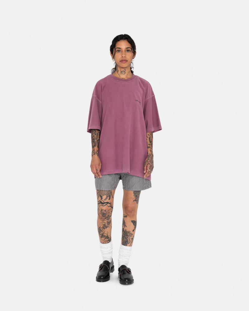 Stussy Lazy Tee T-Shirt Lila | Israel-23086