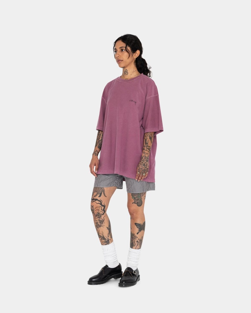 Stussy Lazy Tee T-Shirt Lila | Israel-23086