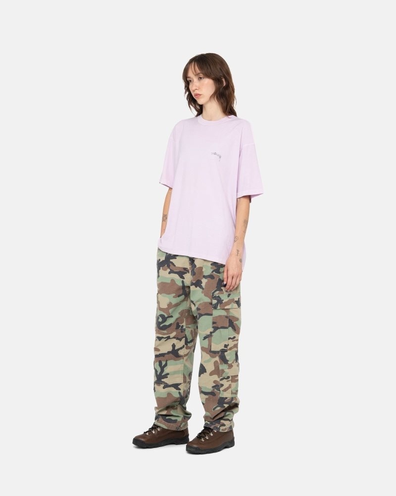 Stussy Lazy Tee T-Shirt Pink | Israel-51043