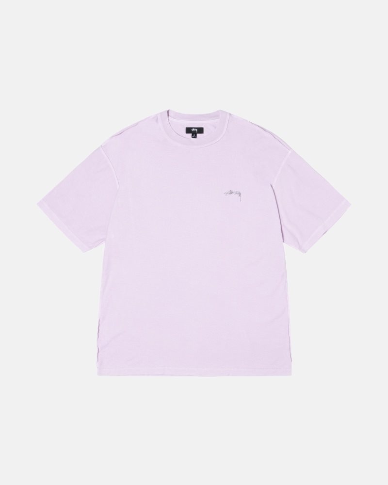 Stussy Lazy Tee T-Shirt Pink | Israel-51043