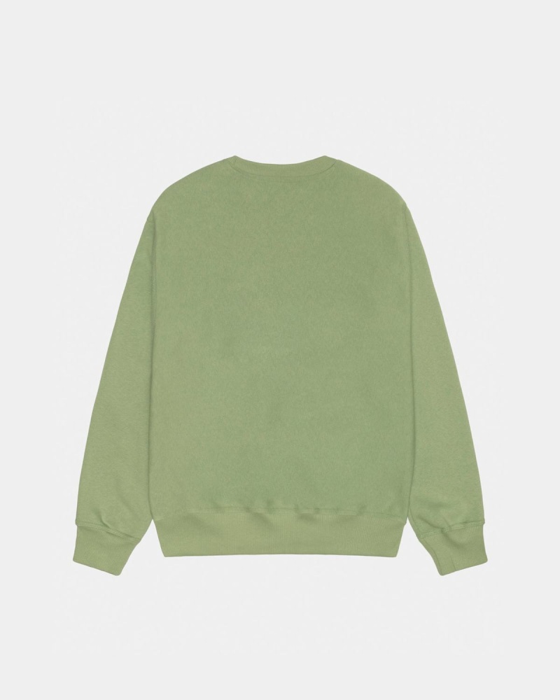 Stussy Letterman Crew Sweatshirt Green | Israel-02781