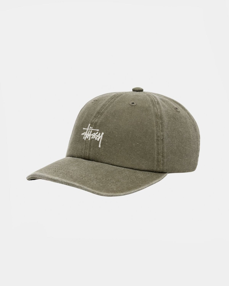 Stussy Low Pro Basic Washed Strapback Caps Olive | Israel-97605