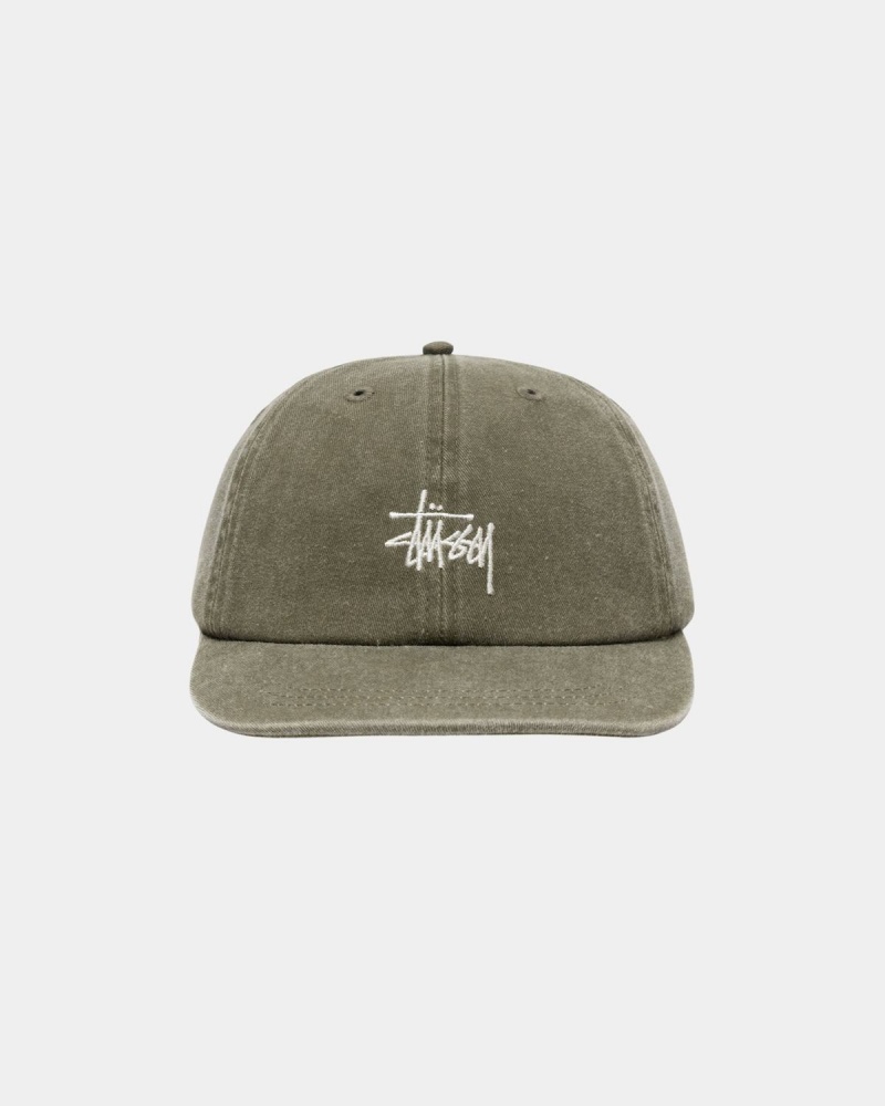 Stussy Low Pro Basic Washed Strapback Caps Olive | Israel-97605