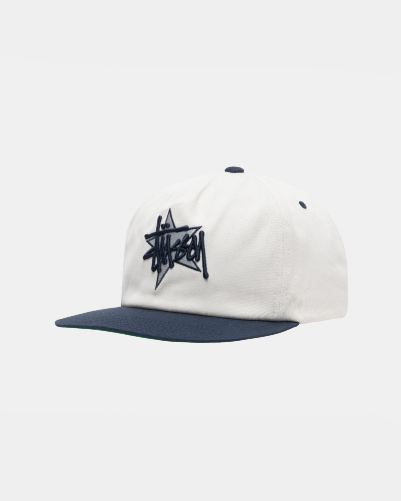 Stussy Mid-Depth Basic Star Strapback Caps White | Israel-19475