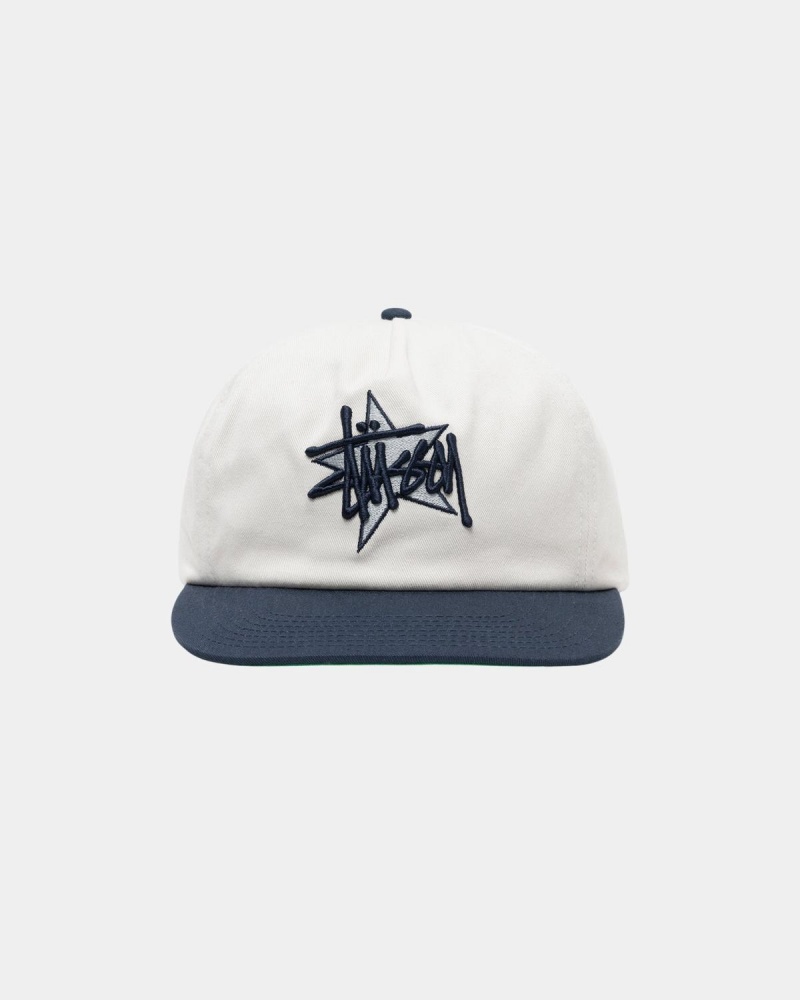 Stussy Mid-Depth Basic Star Strapback Caps White | Israel-19475