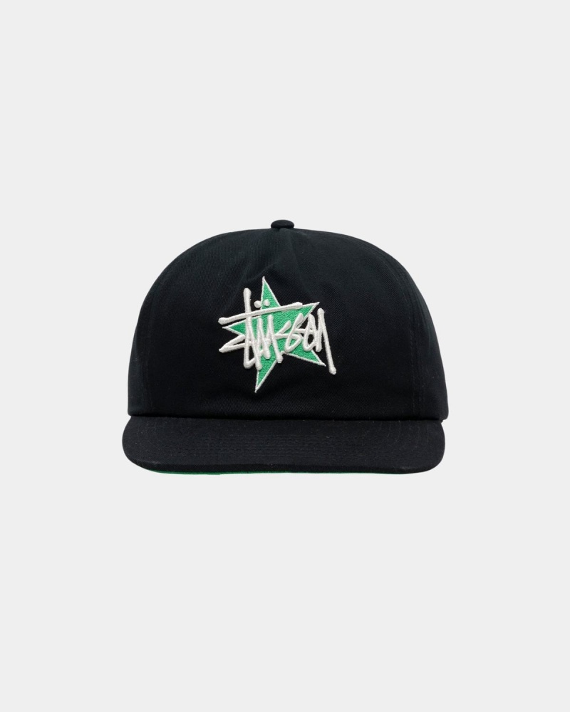 Stussy Mid-Depth Basic Star Strapback Caps Black | Israel-80641