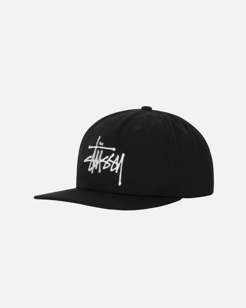 Stussy Mid-Depth Basic Strapback Caps Black | Israel-29746